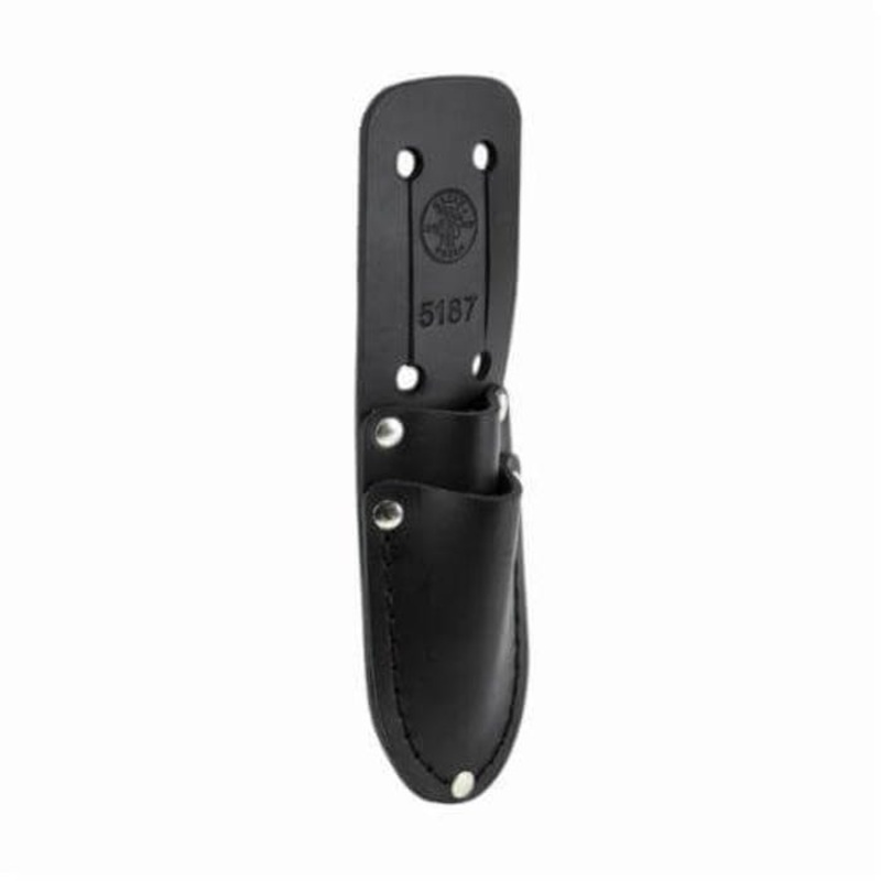 Klein 5187 Slotted Knife Holder, 2 pocket, For use with 2100-5, 2100-7 Electrician's Scissors, 44200 Cable Splicer's Knife, Leather, Black