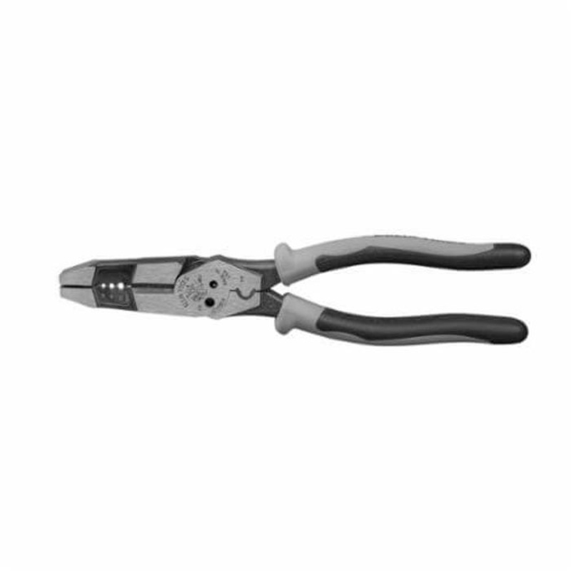 Klein Journeyman J215-8CR Angled Nose Hybrid Plier with Crimping, 2 in L x 1/2 in W x 1/2 in Thick, High Leverage/Side Cut, 8 in OAL