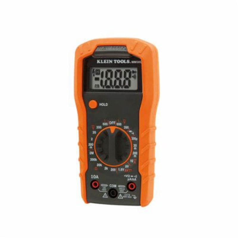 Klein MM300 Manual Ranging Digital Multimeter, 600 VAC/VDC, 10 A, 20 MOhm, 2000 Count LCD Display
