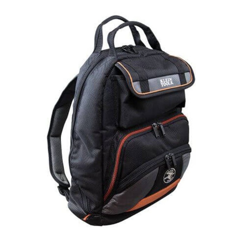 Klein Tradesman Pro 55475 35-Pocket Tool Gear Zipper Closure Tool Bag Backpack, 1680D Ballistic Weave/PVC Coated Diamond Textured