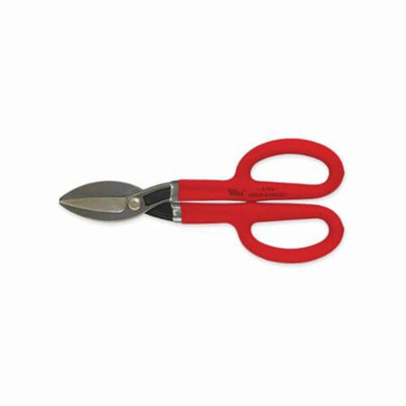 Wiss A12N Tinner Snip, 24 ga Low Carbon Steel Cutting, 2 in L of Cut, Straight/Wide Curve Snip, Drop Forged Tool Steel Blade