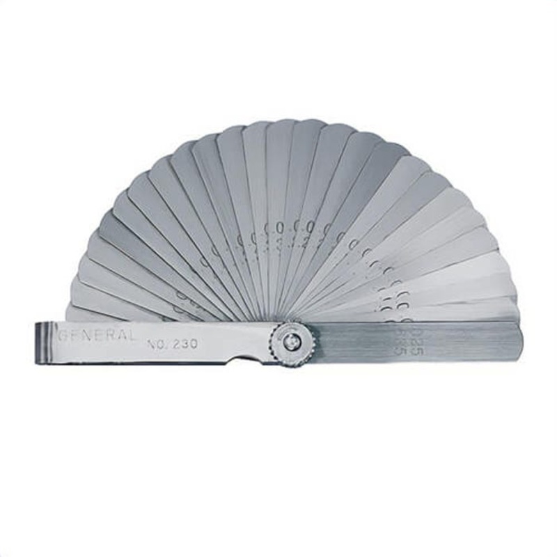 General 230 Economy Straight Leaf Feeler Gauge, 26 pc, High Gauge Steel