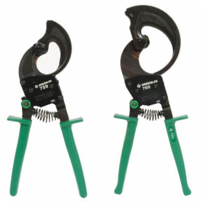 Greenlee 759 Compact Ratchet Cable Cutter, 600 to 750 kcmil Aluminum, 400 to 500 kcmil Copper, 1-1/8 in dia Communication