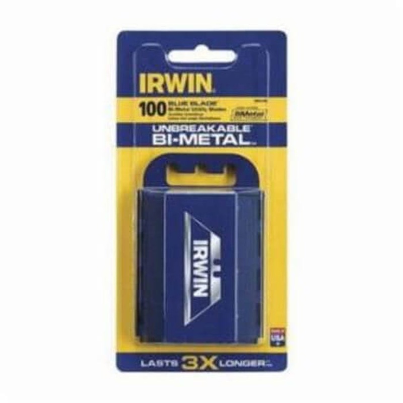 Irwin 2084400 General Purpose Utility Knife Blade with Dispenser, Bi-Metal, Sharp Point/Straight Edge, 2-3/8 in L x 3/4 in W Blade