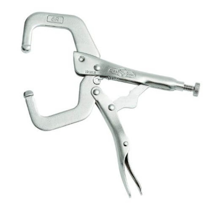 Irwin Vise-Grip Original 17 6R Locking C-Clamp with Regular Tip, Nickel Plated, 1-1/2 in D Throat, 2-1/8 in Jaw Opening