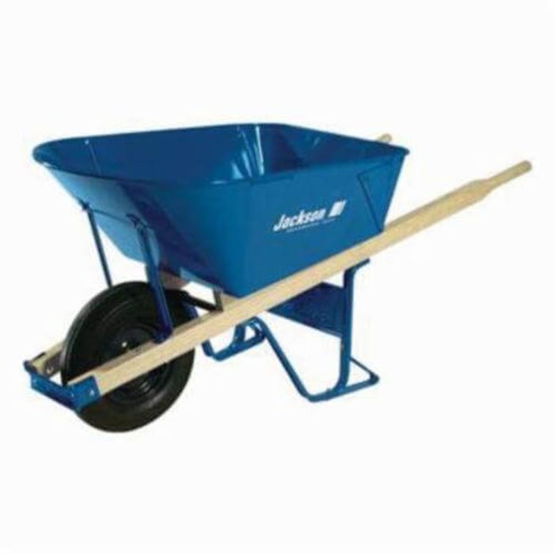 Jackson M11FFBB Heavy Duty Contractor Wheelbarrow with Folded Tray, Flat Free Tire, 6 cu-ft, 1 Wheels, Steel Tray