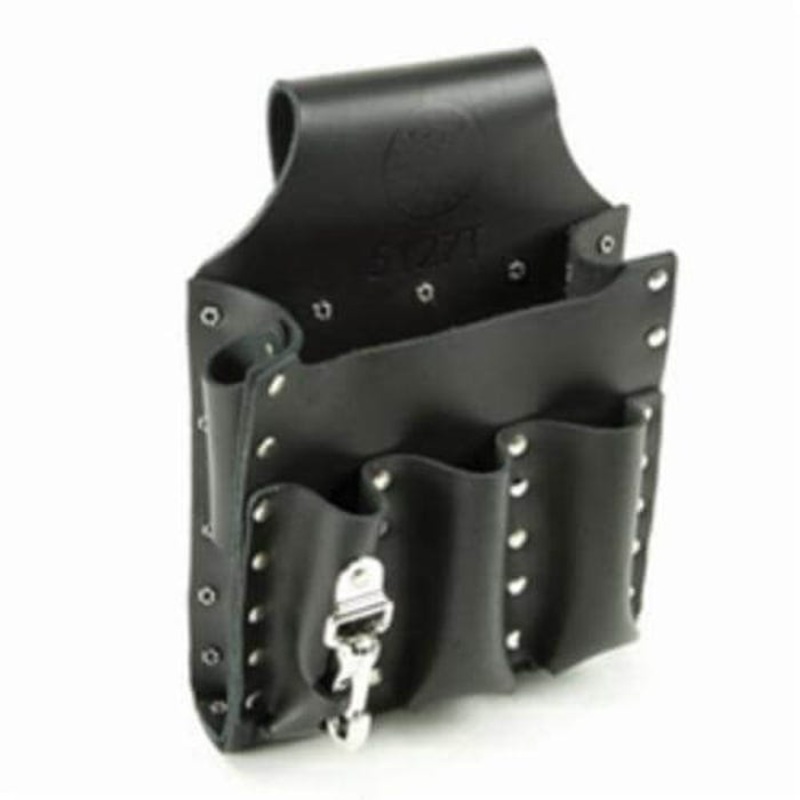 Klein 5127T Multi pocket Tool Pouch, 6 pocket, Leather, Black