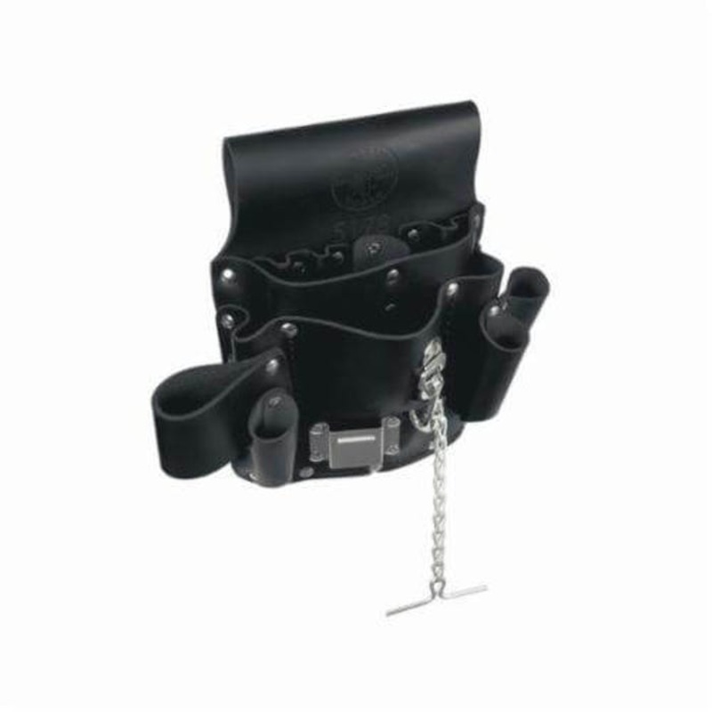 Klein 5178 Multi pocket Tool Pouch, 8 pocket, Leather, Black