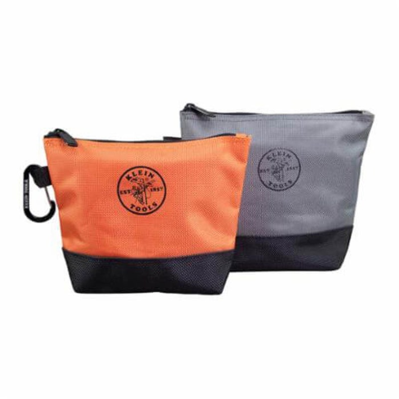 Klein 55470 1-Pocket Stand Up Zipper Bag, 1680D Ballistic Nylon/2520D Ballistic Nylon Bottom, Black/Gray/Orange