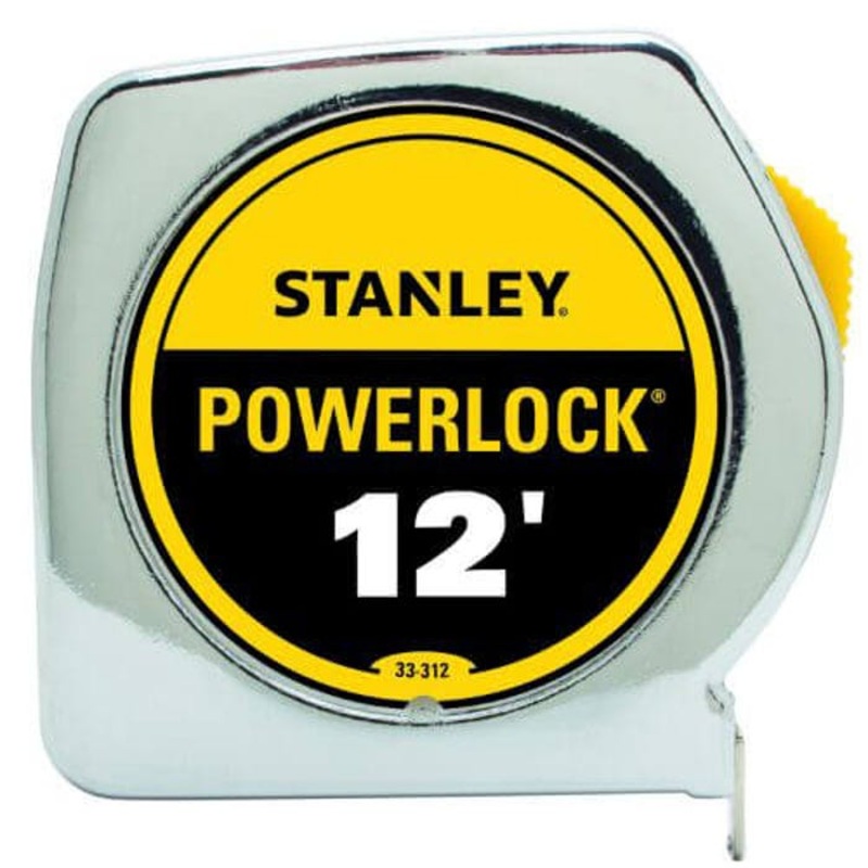 Stanley 33-312 Heavy Duty Tape Rule, 12 ft L x 3/4 in W Blade, Mylar Polyester Film Blade, 1/16ths, 1/32nds Graduation
