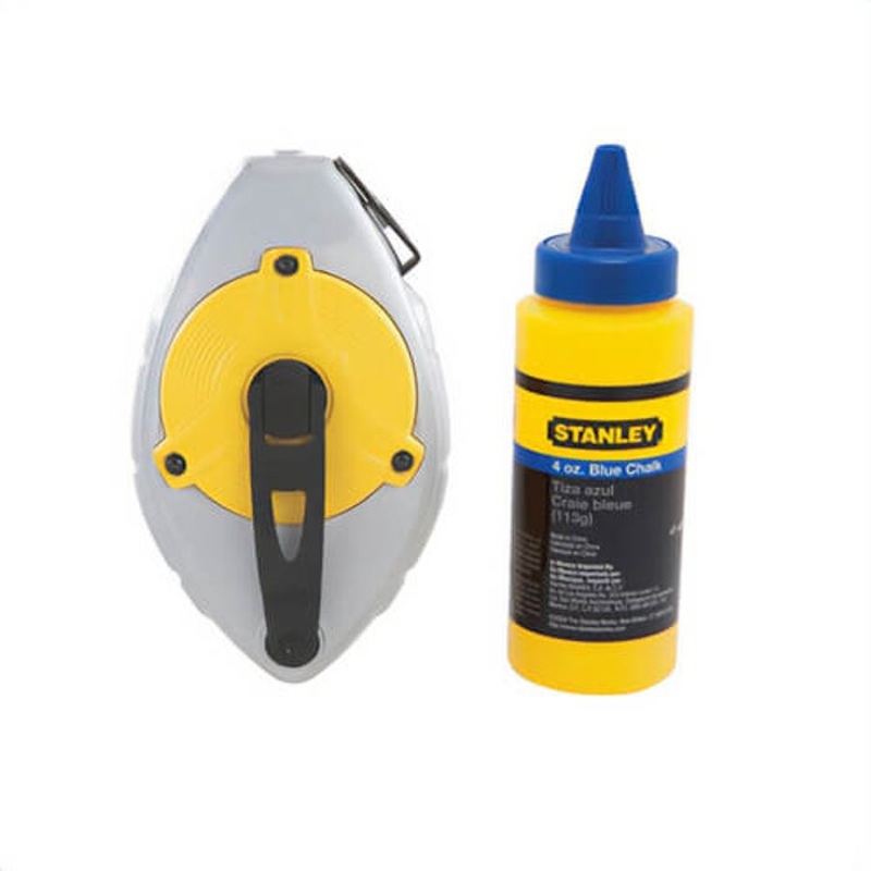 Stanley FatMax 47-482L Chalk Box Set, 100 ft L Polymer Line, 4 oz Chalk, Sliding Door, Folding Crank Handle
