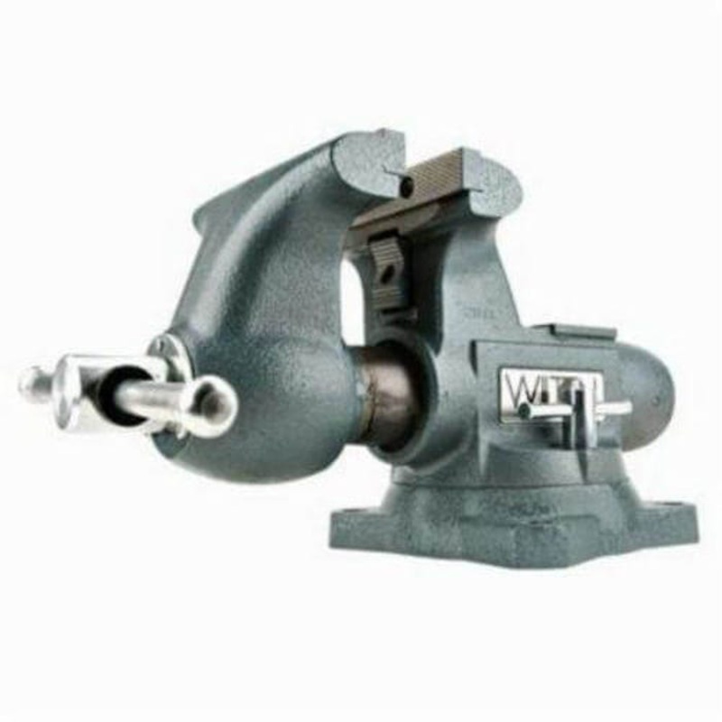 Wilton 1765 Round Channel Tradesman Vise with Swivel Base, Reversible with 1 Side Serrated/1 Side Smooth Jaw, 6-1/2 in Jaw Opening