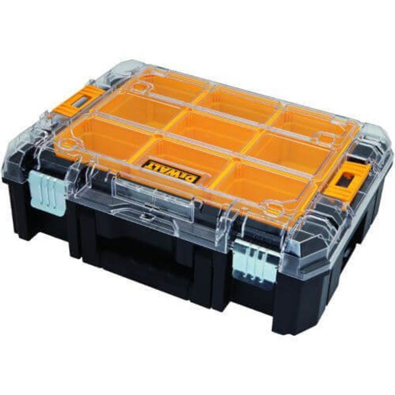 DeWALT Tstak DWST17805 Latchable Tool Organizer with Clear Lid, 5.65 in H x 12.948 in W, Plastic, Black/Yellow