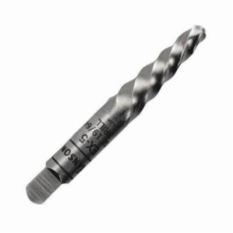 Irwin Hanson 52405 Spiral Flute Screw Extractor, #5 Extractor, 19/64 in Drill, For Screw Size: 3/8 to 5/8 in, 3/8 in NPT