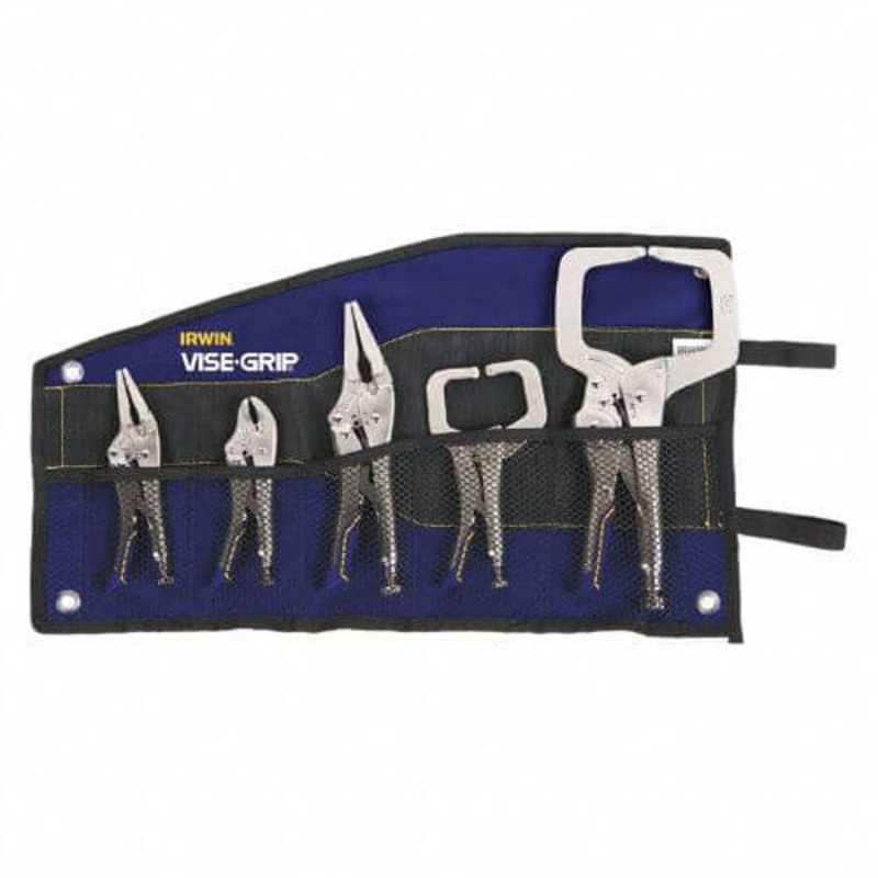 Irwin VISE-GRIP IRHT82593 Plier Set, Locking, 5 pc, 2-1/4 in Max Jaw Opening, Curved/Straight/Long Nose Jaw Surface