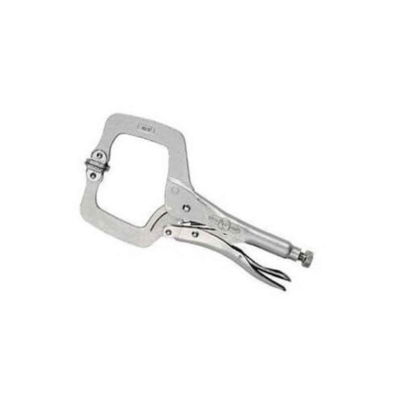 Irwin Vise-Grip Original 165 4SP Fixed Tip Standard Locking C-Clamp with Swivel Pad, Nickel Plated, 1-1/4 in D Throat