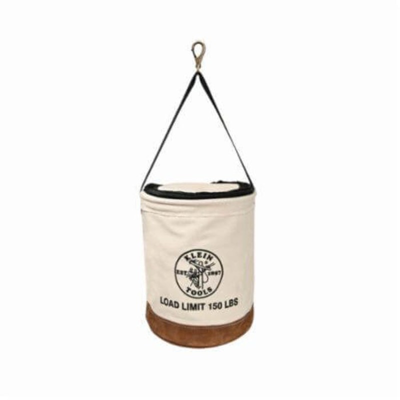 Klein 5104CLR17 Heavy Duty Top Closing Bucket, 17 in H, 1 Pocket, #1 Canvas, Off-White