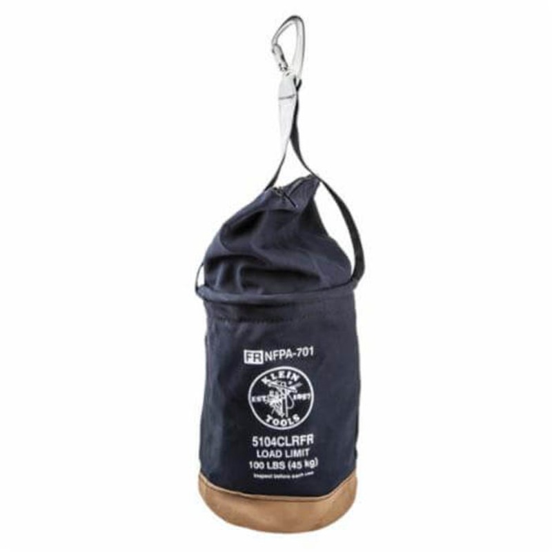 Klein 5104CLRFR Flame-Retardant Bucket Bag with Top Closing, 17 in H, 1 Pocket, #4 Canvas, Black
