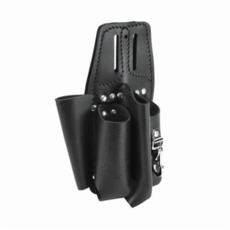 Klein 5118C Slotted Tool Pouch, 4 pocket, For use with 7 to 9 in Side Cutting Plier, Screwdriver, Leather, Black
