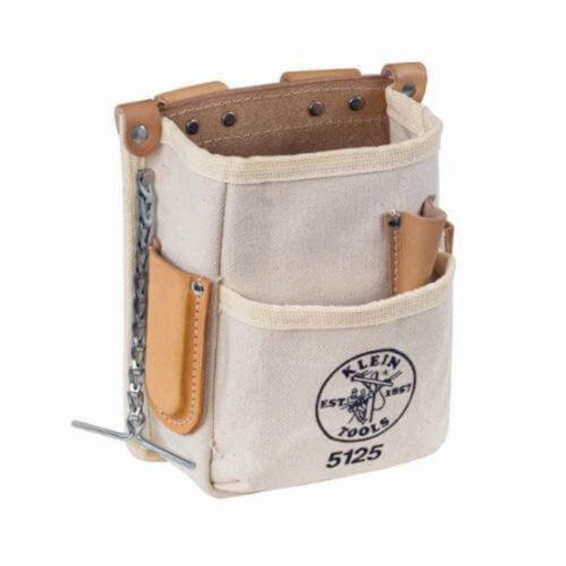 Klein 5125 Multi pocket Tool Pouch, 5 pocket, Canvas, Tan