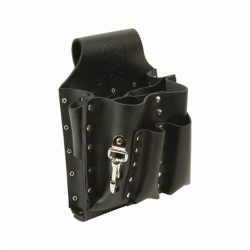 Klein 5164T Multi pocket Tool Pouch, 8 pocket, For use with Pliers and Screwdrivers, Leather, Black