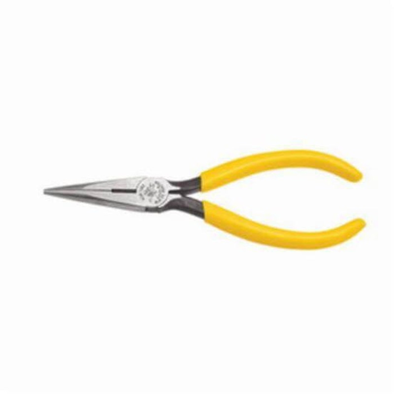 Klein D203-6 Side Cutting Standard Long Nose Plier, Knurled Tool Steel Jaw, 1-7/8 in L x 0.688 in W Jaw, 6-5/8 in OAL