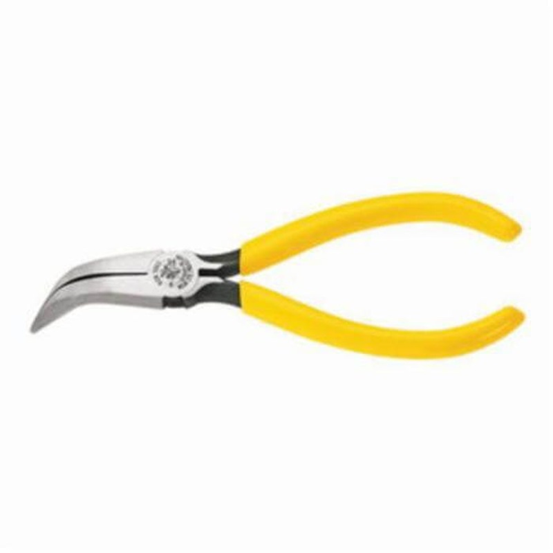 Klein D302-6 Electronic Long Nose Plier, Curved/Knurled, 1-1/2 in L x 0.688 in W Jaw, 6-3/8 in OAL, 3/32 in W Tip