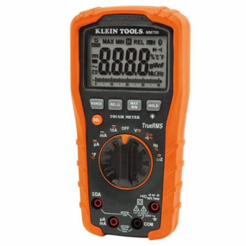 Klein MM700 TRMS Low Impedance Auto-Ranging Digital Multimeter, 1000 VAC/VDC, 10 A, 40 mOhm, 4000 Count LCD Display