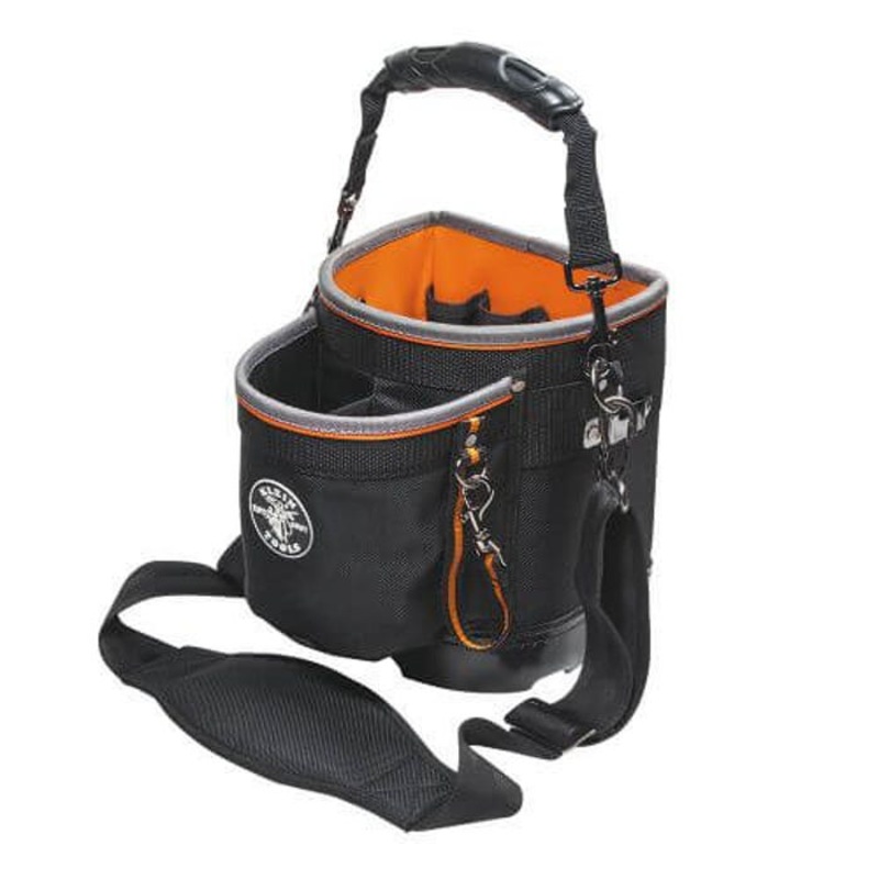 Klein Tradesman Pro 55419SP-14 Shoulder Pouch, 1680D Ballistic Weave, Black/Orange