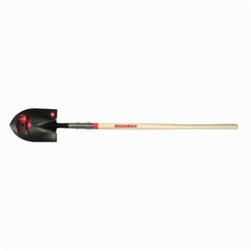 Razor-Back 45657 Round Point Shovel, Steel Blade, 48 in Handle Length, Hardwood Handle