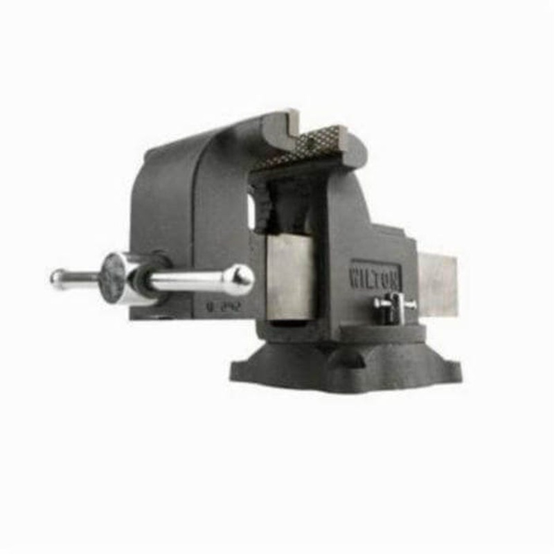 Wilton WS6 Shop Vise with Swivel Base, Serrated Jaw, 6 in Jaw Opening, 6 in W Steel Jaw, 3-1/2 in D Throat