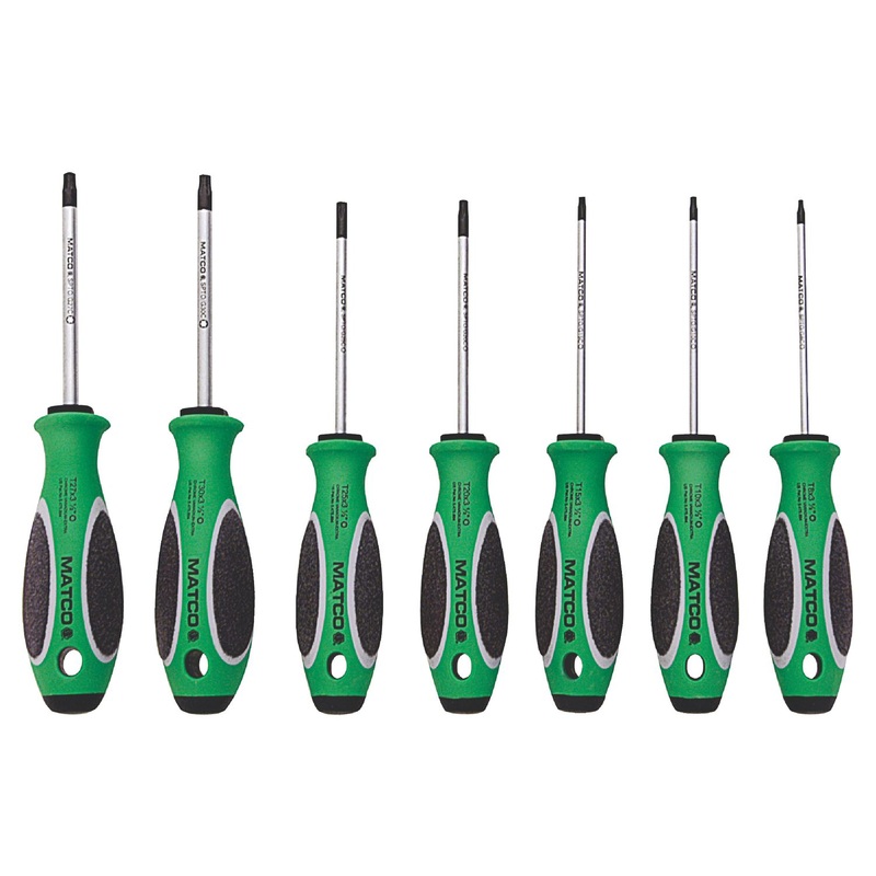 7 PIECE TOP TORQUE II GREEN TORX SCREWDRIVER SET