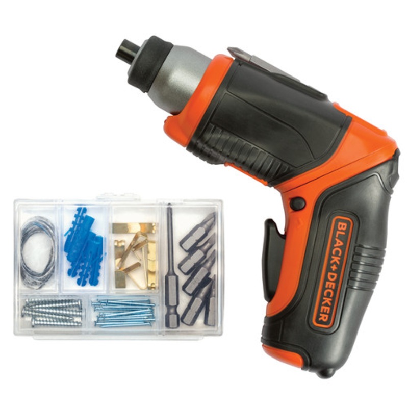 Black & Decker 4V MAX Lithium-Ion Brushed Cordless Screwdriver with Picture-Hanging Kit - BDCS40BI