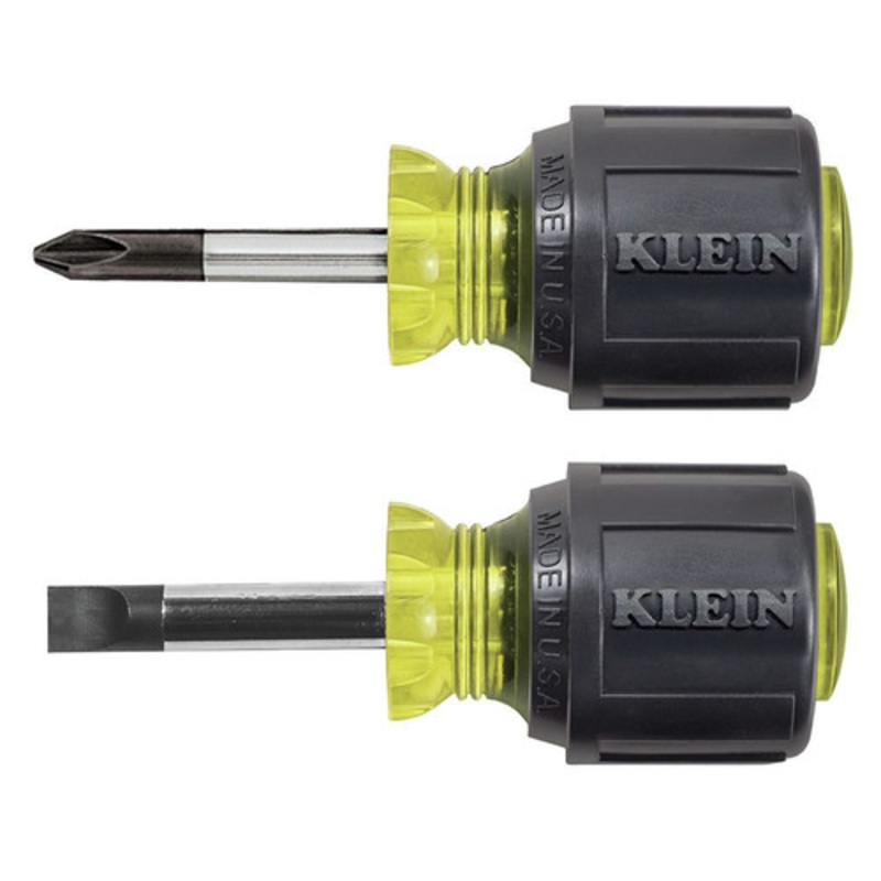 Klein Tools Stubby Slotted and Phillips Screwdriver Set with 5/16 in. Cabinet-Tips and #2 Phillips-Tip - 85071