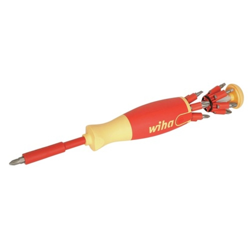 Wiha Tools 14-Piece Insulated Pop-up Slotted, Phillips, Square, Pozidriv Bit Holder Set - 38050