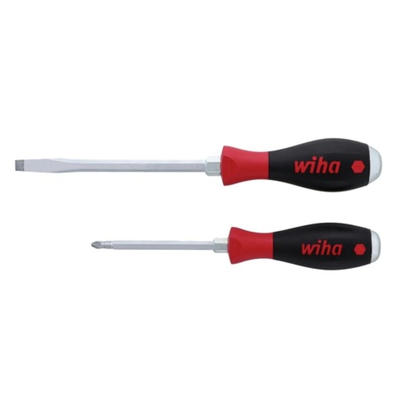 Wiha Tools 2-Piece SoftFinish XHeavy Duty Slotted and Phillips Screwdriver Set - 53082