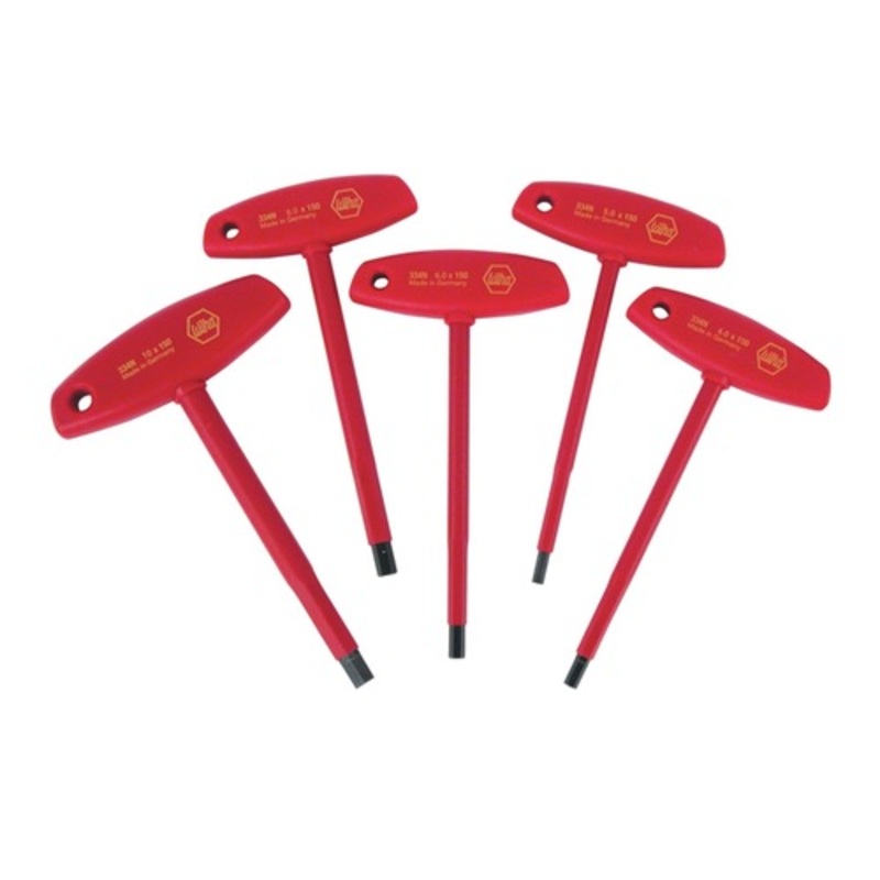 Wiha Tools 5-Piece Insulated T-Handle Metric Hex Screwdriver Set - 33478