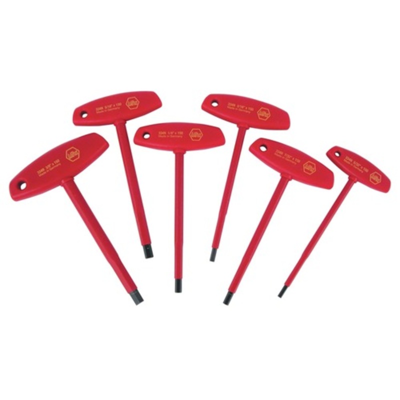 Wiha Tools 6-Piece Insulated T-Handle Inch Hex Screwdriver Set - 33490