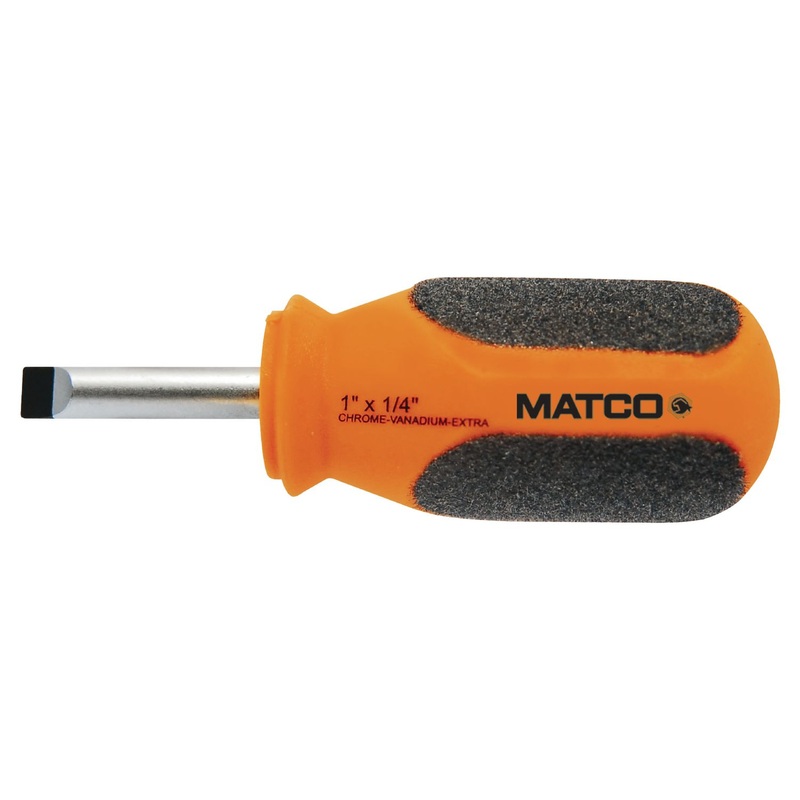 1/4" X 1" STUBBY SLOTTED SCREWDRIVER ORANGE