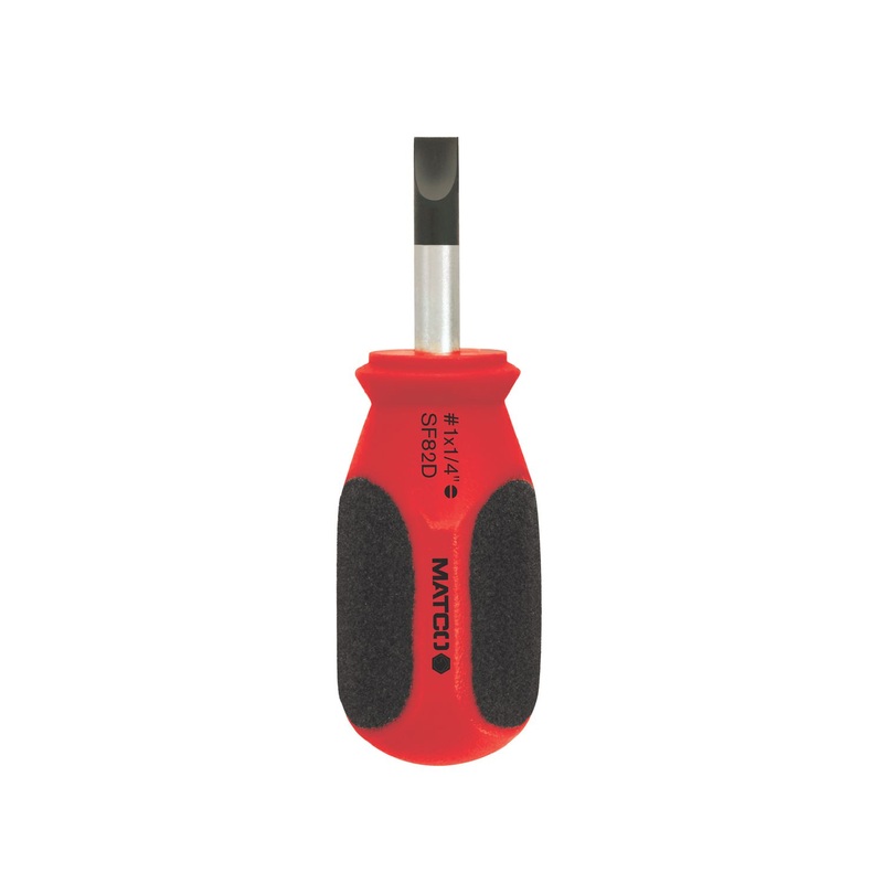 1/4" X 1" STUBBY SLOTTED SCREWDRIVER RED