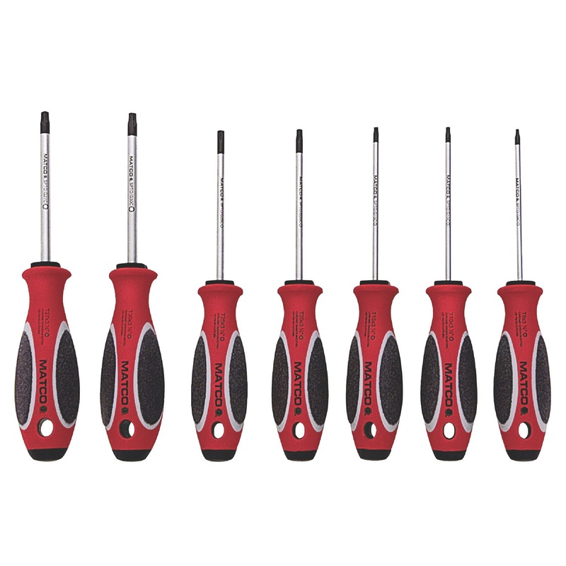 7 PIECE TOP TORQUE II RED TORX SCREWDRIVER SET