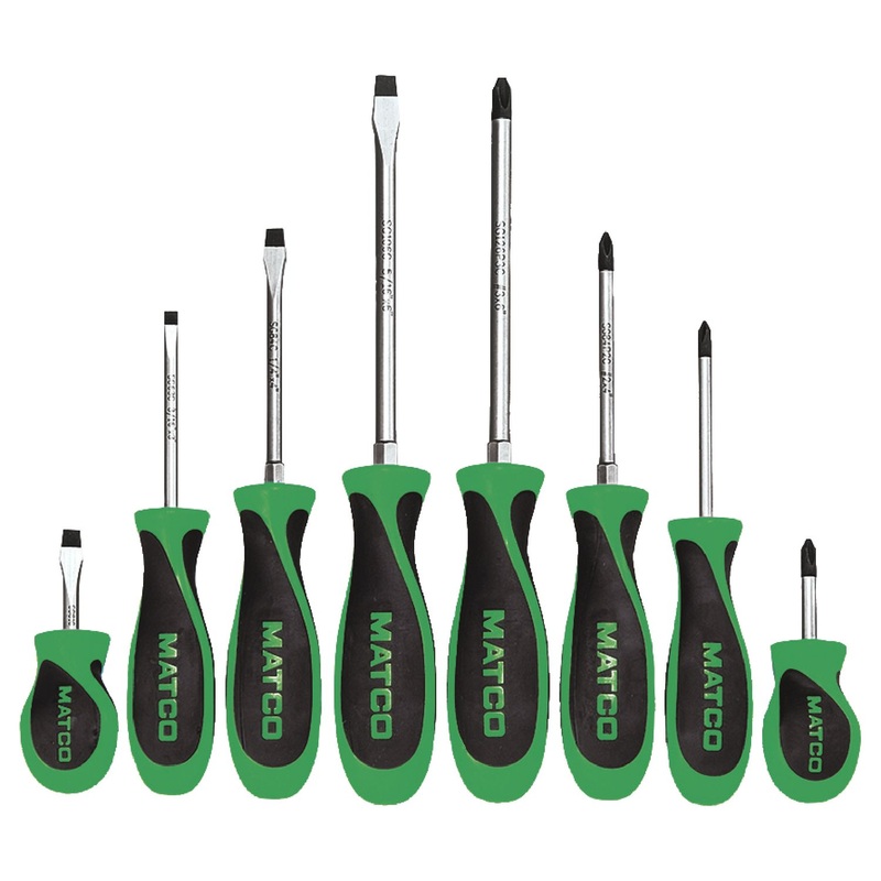 8 PIECE GREEN SCREWDRIVER SET