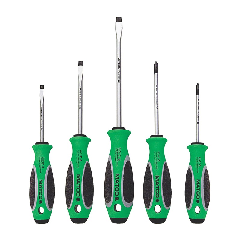 5 PIECE TOP TORQUE II GREEN SCREWDRIVER SET