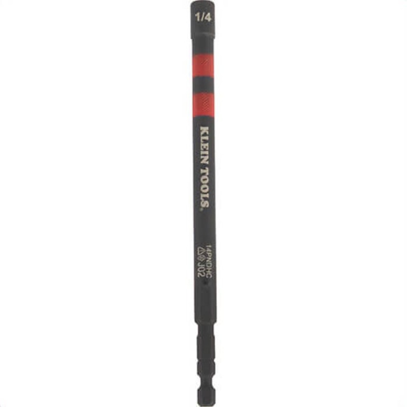 Klein 14PNDHC Hollow Magnetic Color-Coded Power Nut Driver, 1/4 in, Red, Steel Alloy