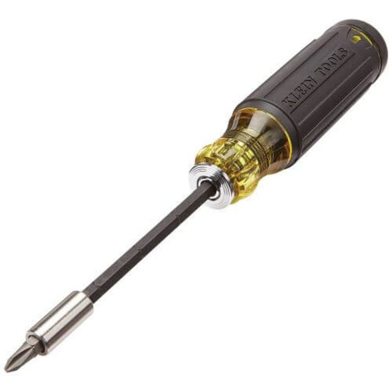 Klein 32303 14-in-1 Adjustable Length Multi-Bit Screwdriver, 1 pcs, #0 to #3, 3/16 to 1/4 in, T10 to T25 Range, Cushion Grip Handle, Stainless Steel