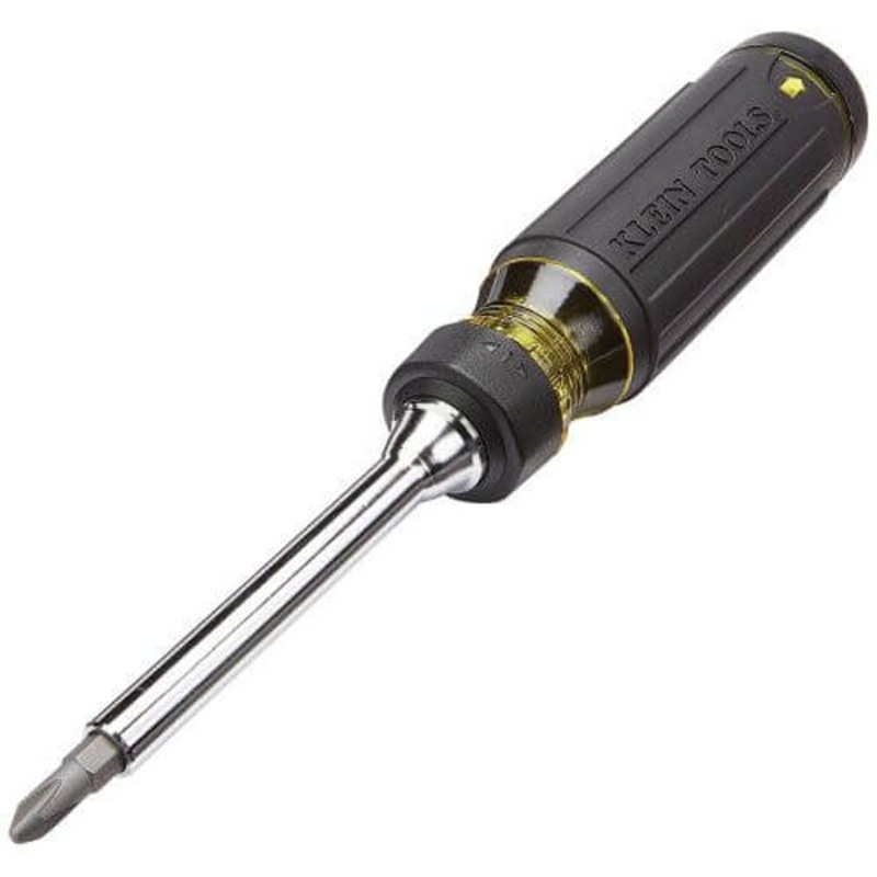 Klein 32305 15-in-1 Ratcheting Multi-Bit Screwdriver, 1 pcs, #0 to #3, 3/16 to 1/4 in, T10 to T25 Range, Cushion Grip Handle, Carbon Steel