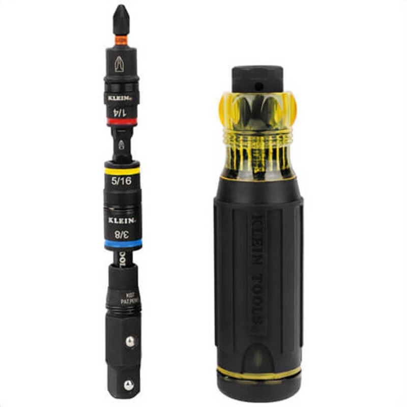 Klein 32517HD Knect 17-in-1 Impact-Rated Hybrid Screwdriver/Nut Driver, Magnetic, Steel Barrel, 17 pc