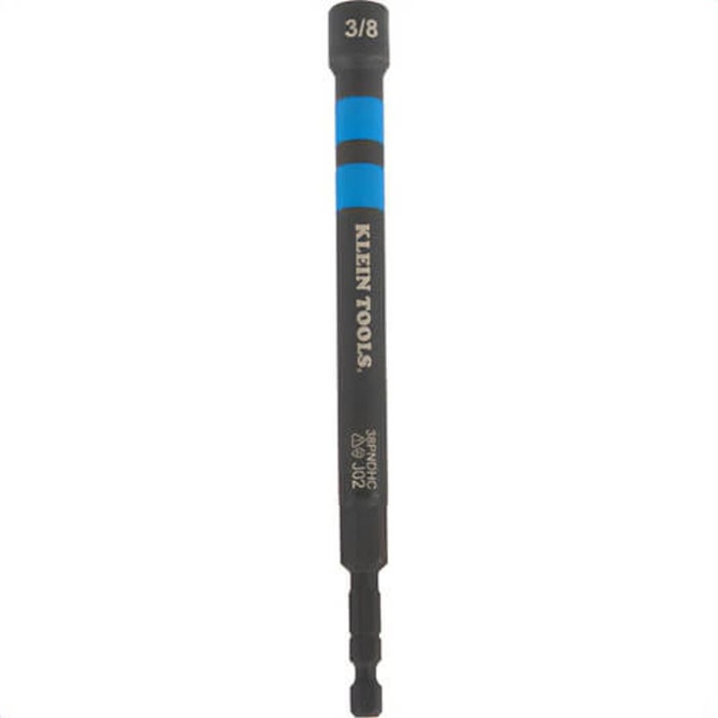 Klein 38PNDHC Hollow Magnetic Color-Coded Power Nut Driver, 3/8 in, Blue, Steel Alloy