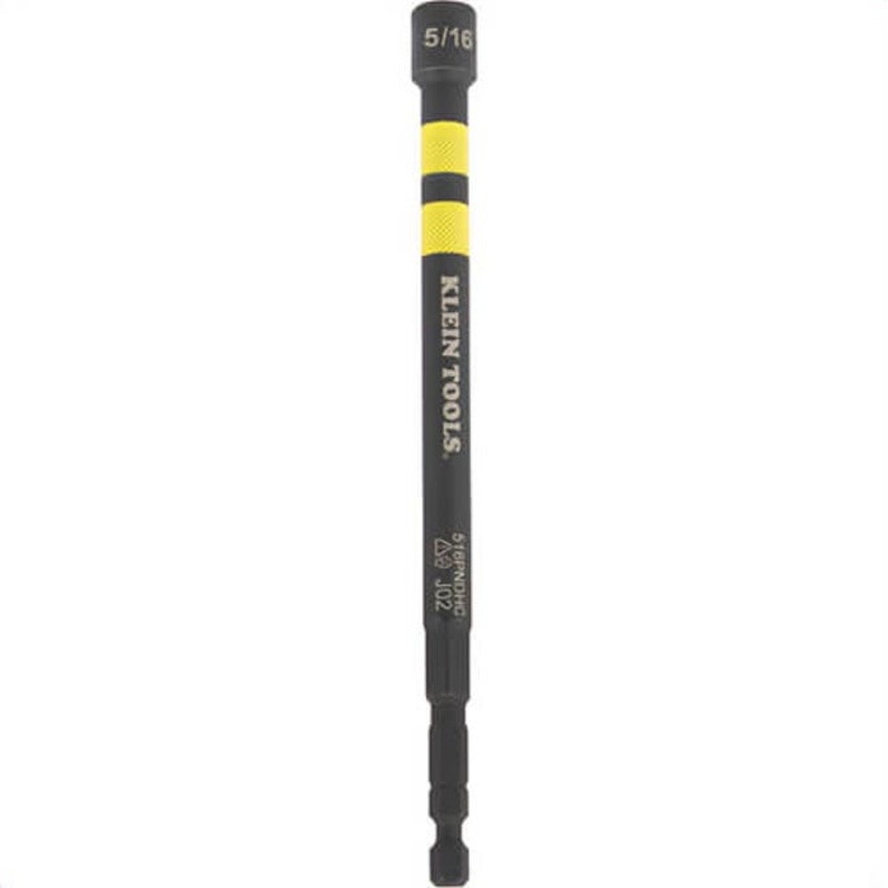 Klein 516PNDHC Hollow Magnetic Color-Coded Power Nut Driver, 5/16 in, Yellow, Steel Alloy