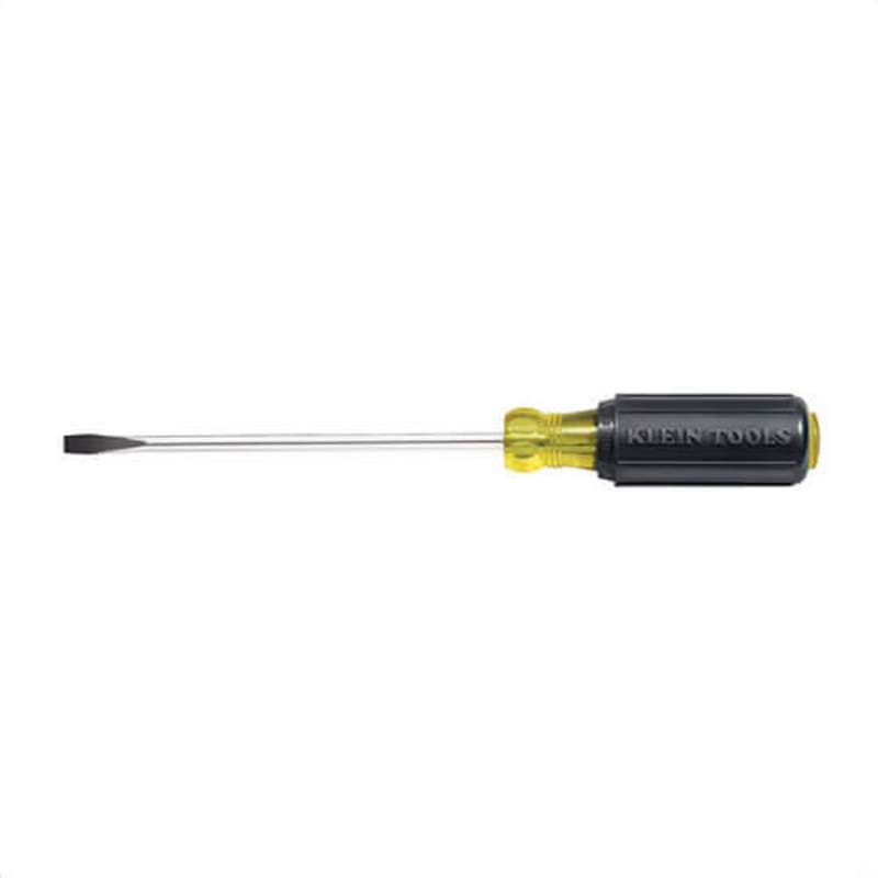 Klein 605-4 Cabinet Screwdriver, Non-Magnetic, Steel, 1/4 in Tip, 4 in Round Shank